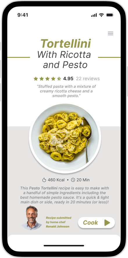 Recipe app step-by-step cooking mode